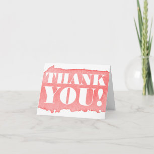 Pink Watercolor Bold Thank you card