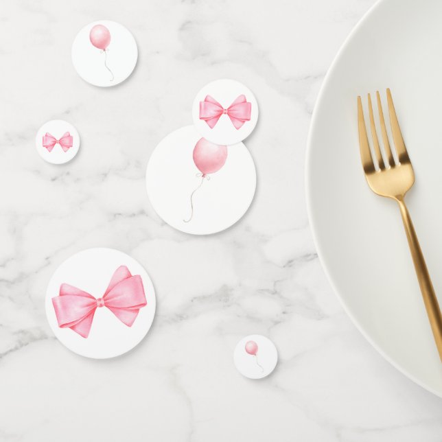 Pink Watercolor Bow & Balloon Confetti (Group)