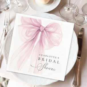 Pink Watercolor Bow Bridal Shower Napkin