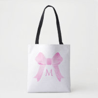 Pink Watercolor Bow Girly Monogram