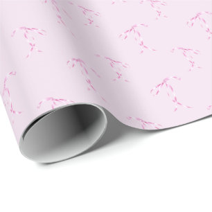 Pink Watercolor Bow Pattern  Wrapping Paper Roll