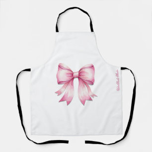 Pink Watercolor Bow Print Apron