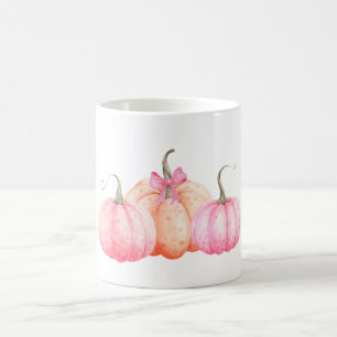 Pink Watercolor Bow Pumpkins For Fall Coffee Mug