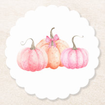 Pink Watercolor Bow Pumpkins For Fall