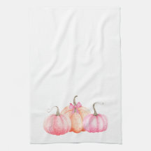 Pink Watercolor Bow Pumpkins For Fall