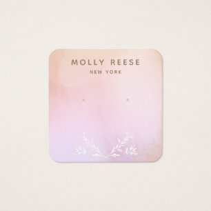 Pink Watercolor Branches Earring Rounded Corner