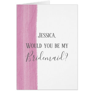 Pink Watercolor Brushstroke Bridesmaid Proposal