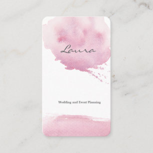 Pink watercolor brushstroke business card 