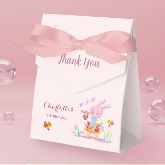 Pink Watercolor Bunny Rabbit Garden Girl Birthday  Favour Box (Creator Uploaded)