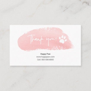 Pink Watercolor Business Thank You Card