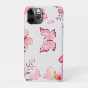 Pink Watercolor Butterfly Floral Garden iPhone 11 Pro Case