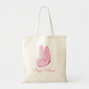 Pink Watercolor Butterfly Virtuous Woman Tote Bag