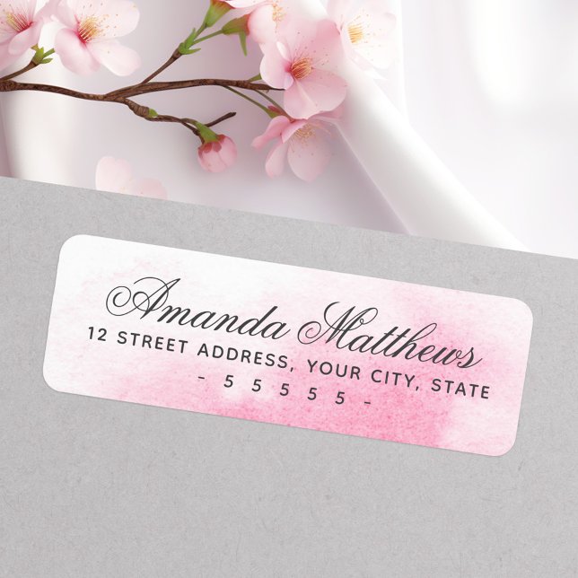 Pink watercolor calligraphy script address (Pink watercolor calligraphy script address label)