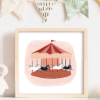 Pink Watercolor Carousel Nursery Baby Kids Room