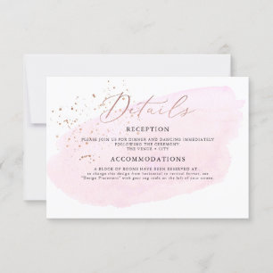 Pink Watercolor Champagne Bubbles Details Invitation