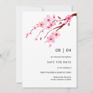 Pink Watercolor Cherry Blossom  Save The Date