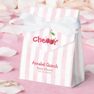 Pink Watercolor Cherry on Top Girl Baby Shower Favour Box
