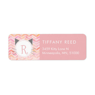 Pink Watercolor Chevron Pattern   Cat Monogram