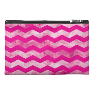 Pink Watercolor Chevron Zipper Bag