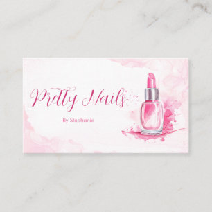 Pink Watercolor Chic Nail Artist Manicure Beauty Business Card