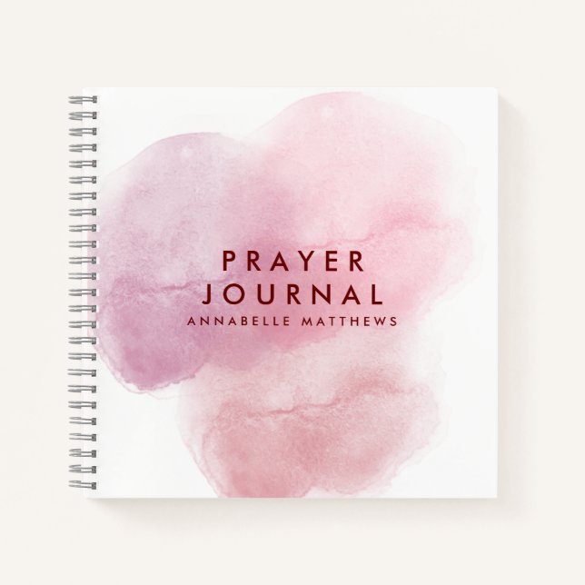 Pink Watercolor Christian Prayer Journal Notebook (Front)
