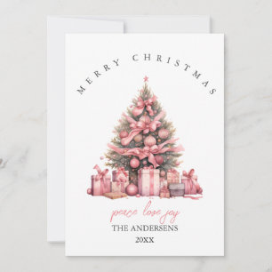 Pink watercolor Christmas Card