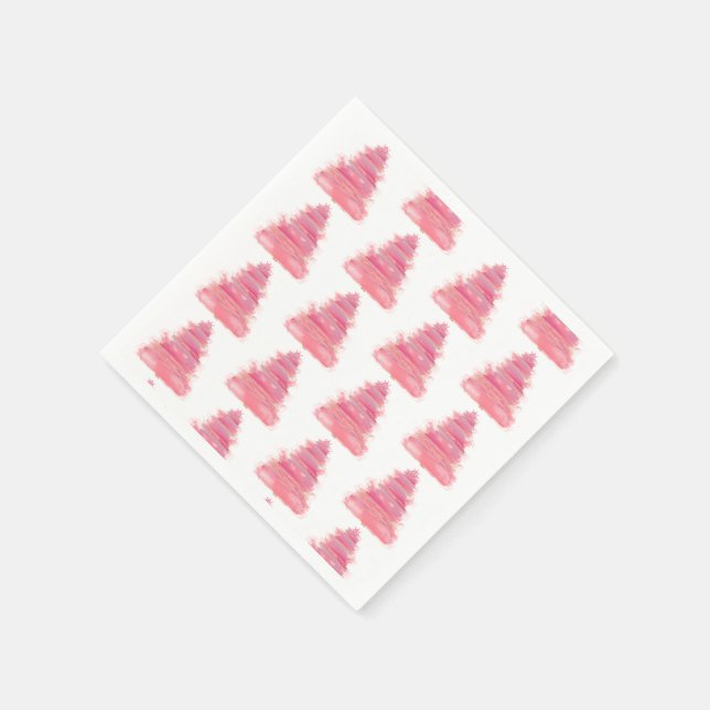 Pink Watercolor Christmas Tree   Napkin (Corner)