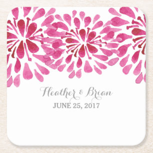 Pink Watercolor Chrysanthemum Paper Coasters