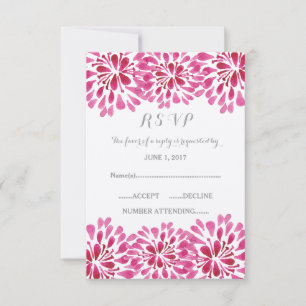 Pink Watercolor Chrysanthemum RSVP Card