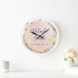 pink watercolor circle large clock