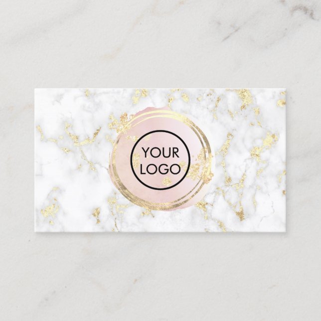  pink watercolor circle on marble Business Card (Front)