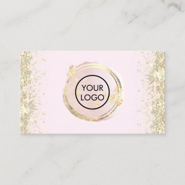  pink watercolor circle on pale pink business card (Front)