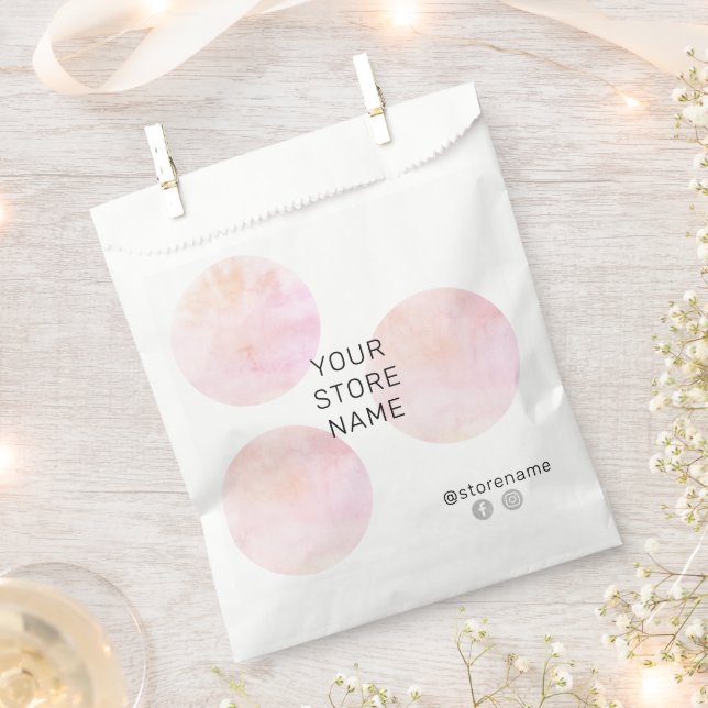  Pink Watercolor Circles Social Media Boutique  Favour Bags (Clipped)