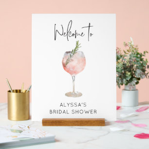 Pink Watercolor Cocktail Bridal Shower Acrylic Sign