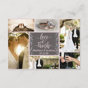Pink Watercolor Confetti Wedding Thank You Photo Card