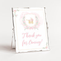 Pink Watercolor Crest Thank you for Coming