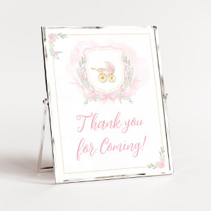 Pink Watercolor Crest Thank you for Coming Poster