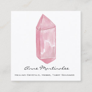 Pink Watercolor Crystal Square Business Card