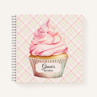 Pink Watercolor Cupcake Recipe Notebook