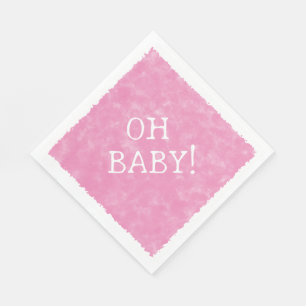 Pink Watercolor Custom Text Baby Shower Oh Baby Napkin