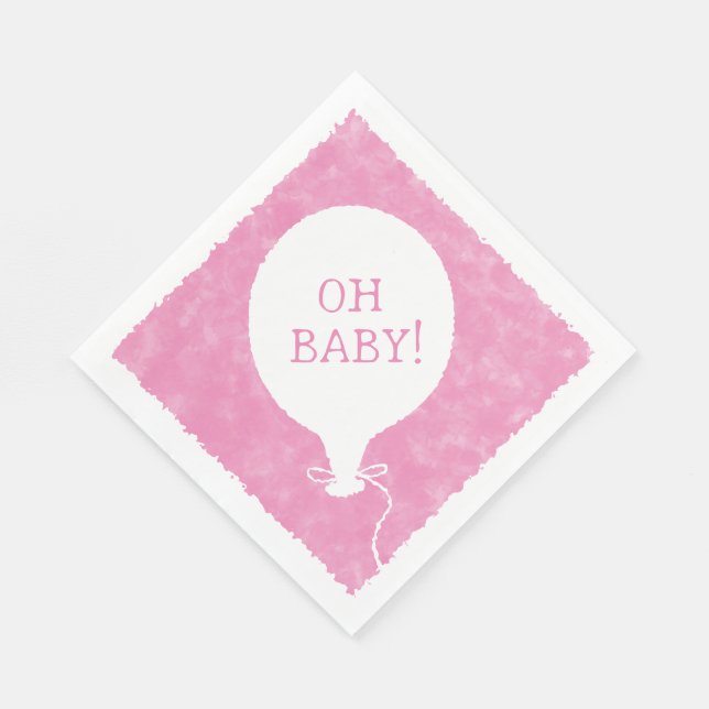 Pink Watercolor Custom Text Baby Shower Oh Baby Napkin (Corner)
