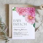 Pink Watercolor Dahlia Floral Baby Brunch Invitation<br><div class="desc">Invite guests to your event with this customisable floral baby brunch invitation. It features a watercolour floral bouquet of blush and pink dahlias. Personalise this Dahlia invitation by adding your details. This pink floral baby brunch invitation is perfect for spring baby showers.</div>