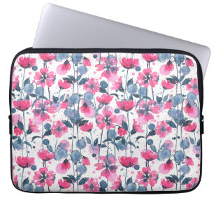 Pink Watercolor Daisies Laptop Sleeve