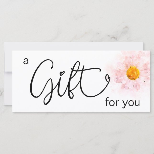 *~* Pink Watercolor Daisy Heart Minimalist Girly (Front)