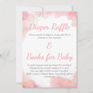 Pink Watercolor Diaper Raffle and Books for Baby Save The Date
