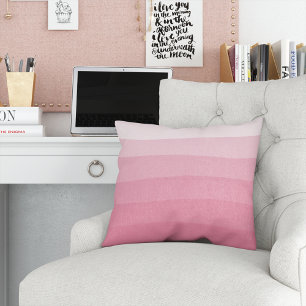 Pink Watercolor Dip Dye Gradient Stripe Cushion