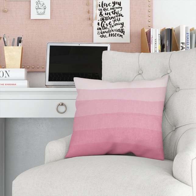 Pink Watercolor Dip Dye Gradient Stripe Cushion (Creator Uploaded)