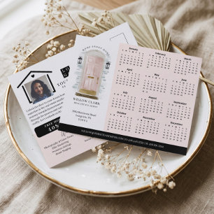 Pink Watercolor Door Real Estate Calendar 2024 Postcard