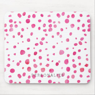Pink Watercolor Dots Personalised Mouse Mat
