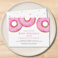 Pink Watercolor Doughnuts Girl Baby Sprinkle Showe